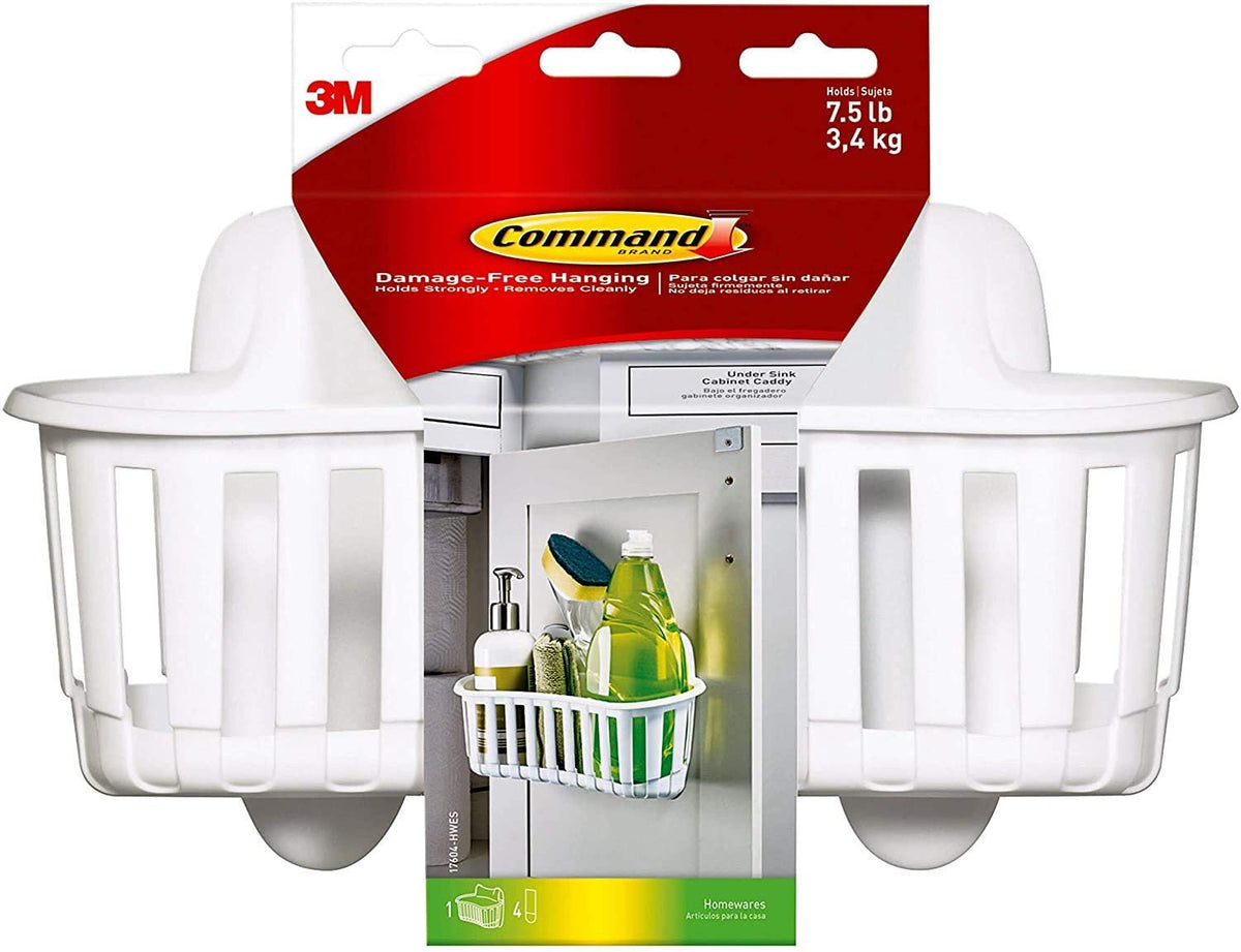 3M Command Under Sink Organizer Set (1 Storage Caddy, 1 Sponge Caddy, 4 Small Wire Hooks)