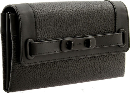 Coach Pebble Leather Swagger Wallet in Black