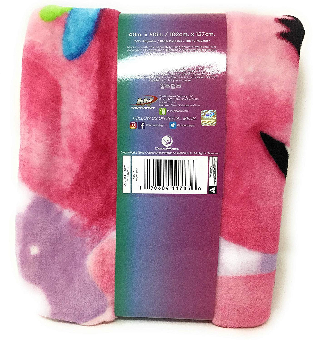 DreamWorks Silky Soft Throw Blanket Trolls Bright Star 40" X 50"