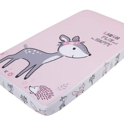 Nojo Sweet Deer Photo Op Fitted Crib Sheet Grey, Pink, White
