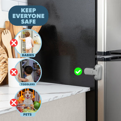 Todays Kids Child Proof Refrigerator Lock - Fridge / Freezer Lock, Easy to Install Child Lock for Fridge