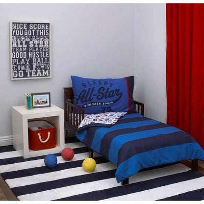 Carter's 4-Piece Toddler Bedding Set, All Star Sports Boys Blue