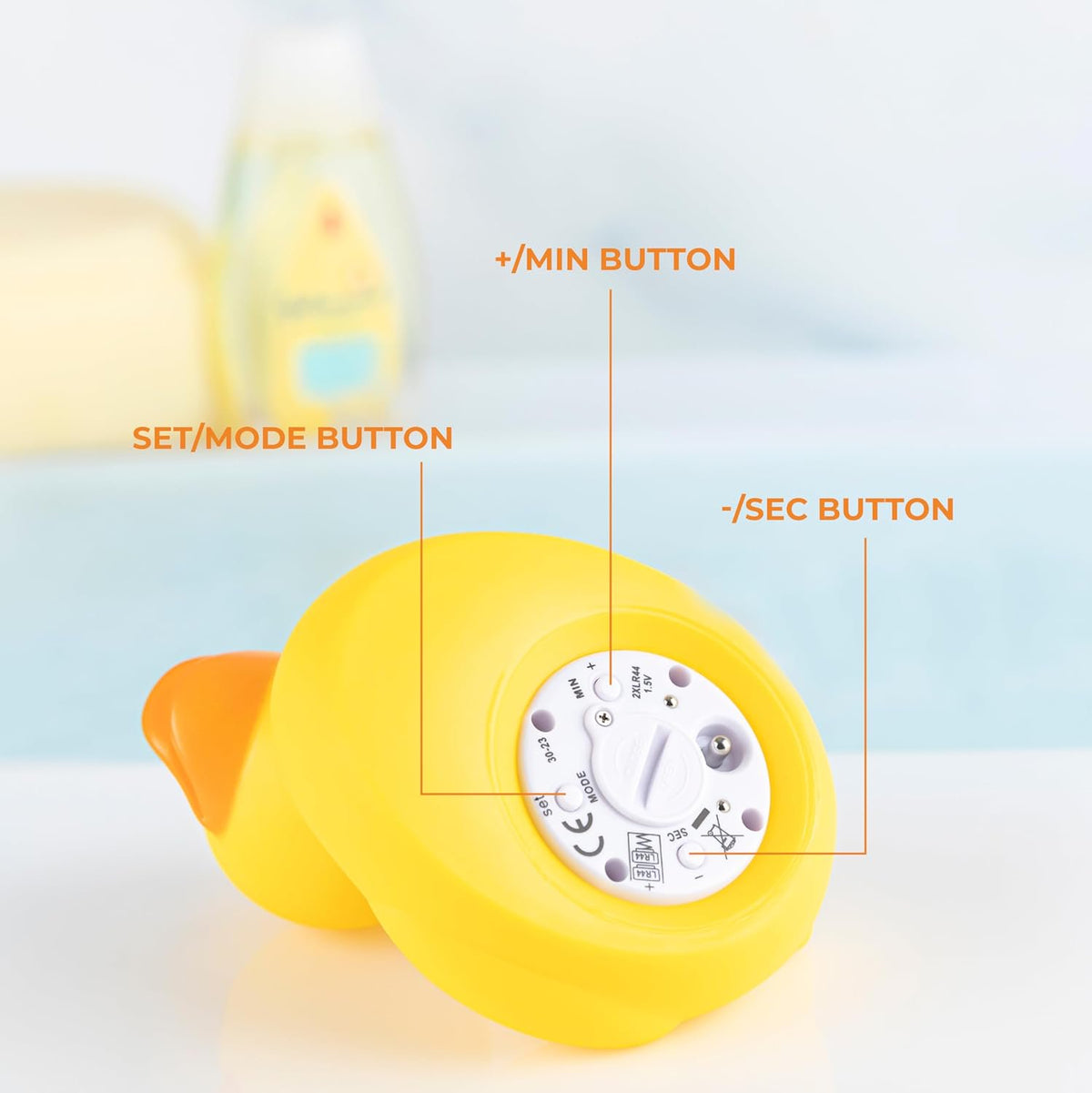 Todays Kids Duck Baby Bath Thermometer & Clock - Fahrenheit & Celsius Baby Bath Thermometer