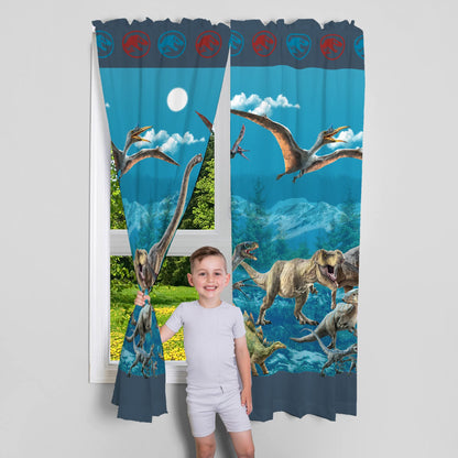 Jurassic World Dominion Kids Room Window Curtain Panels Drapes Set, 82" x 63"