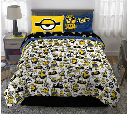 Minions The Rise Of Gru Kids Bedding Super Soft 5 Piece Full Size Comforter & Sheet Set