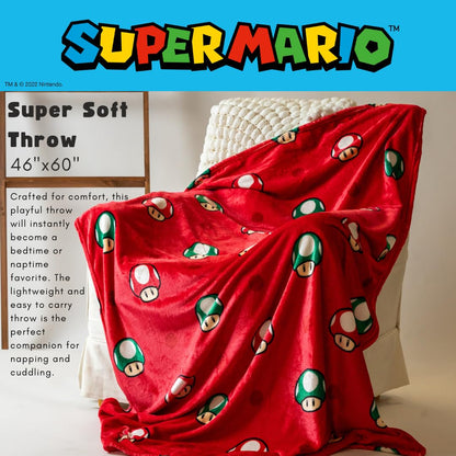 Franco Nintendo Super Mario Gaming Toad Plush Throw Blanket, 46 in x 60 in