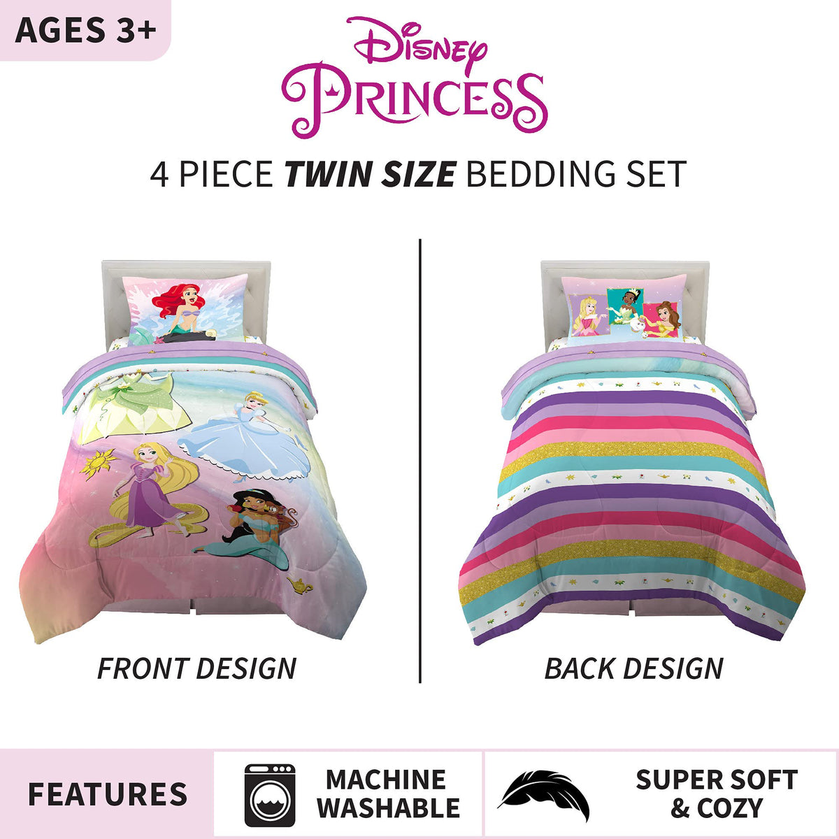 Disney Princess Ariel Twin Comforter & Sheets, 4 Piece Set