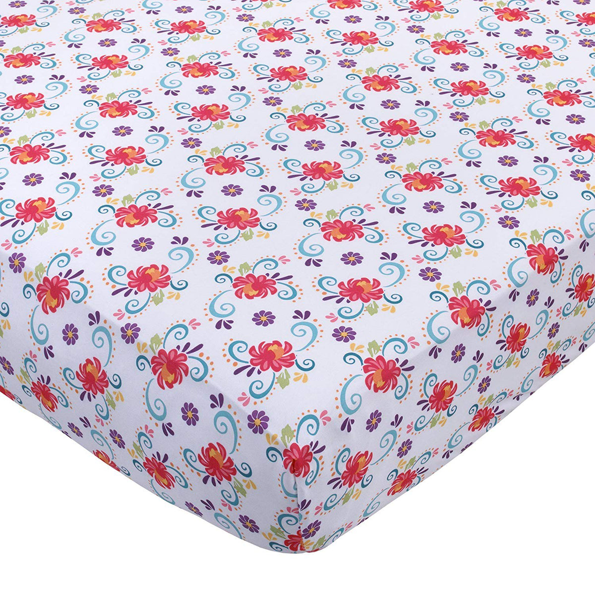 Disney Elena of Avalor Bold and Brave 4 Piece Toddler Bedding Set, Pink/Red/Turquoise/White