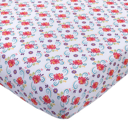 Disney Elena of Avalor Bold and Brave 4 Piece Toddler Bedding Set, Pink/Red/Turquoise/White
