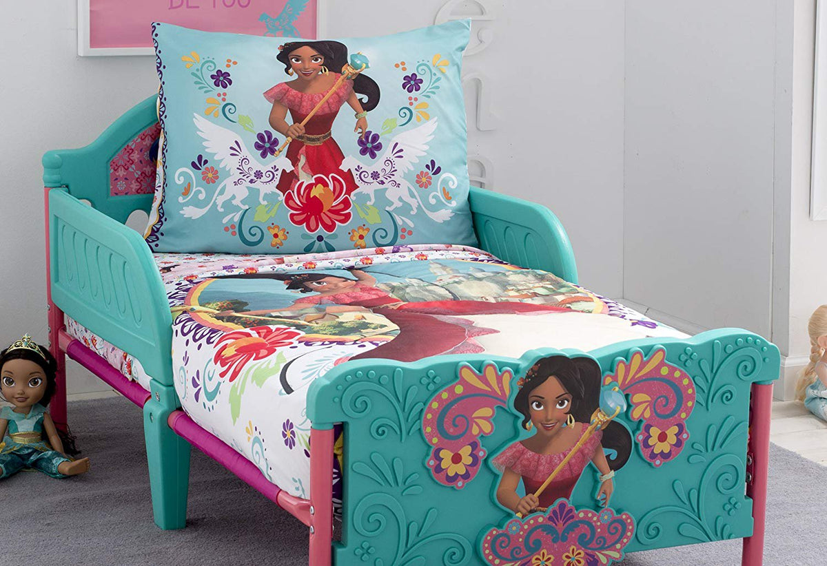 Disney Elena of Avalor Bold and Brave 4 Piece Toddler Bedding Set, Pink/Red/Turquoise/White