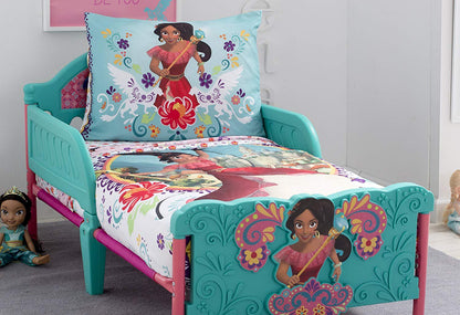 Disney Elena of Avalor Bold and Brave 4 Piece Toddler Bedding Set, Pink/Red/Turquoise/White