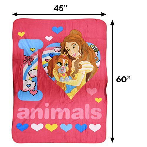 Disney Princess "I Love Animals" Fleece Throw Blanket, 45" x 60"