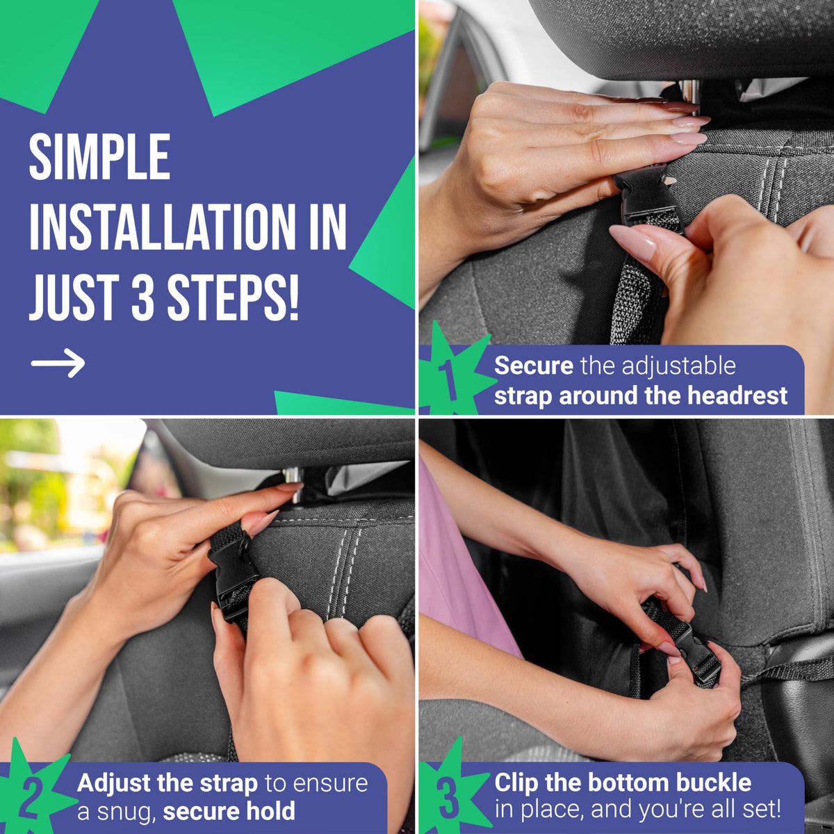 Todays Kids 2 Pack Kick Mats Back Seat Protector - Backseat Car Organizer for Kids, Car Storage Organizer, Back Seat Cars Organizers, Cars Organizers Backs Seats, Travel Accessories