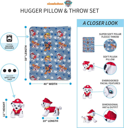 Franco Kids Paw Patrol Marshall Throw and Hugger Pillow Set, 40 in x 50 in