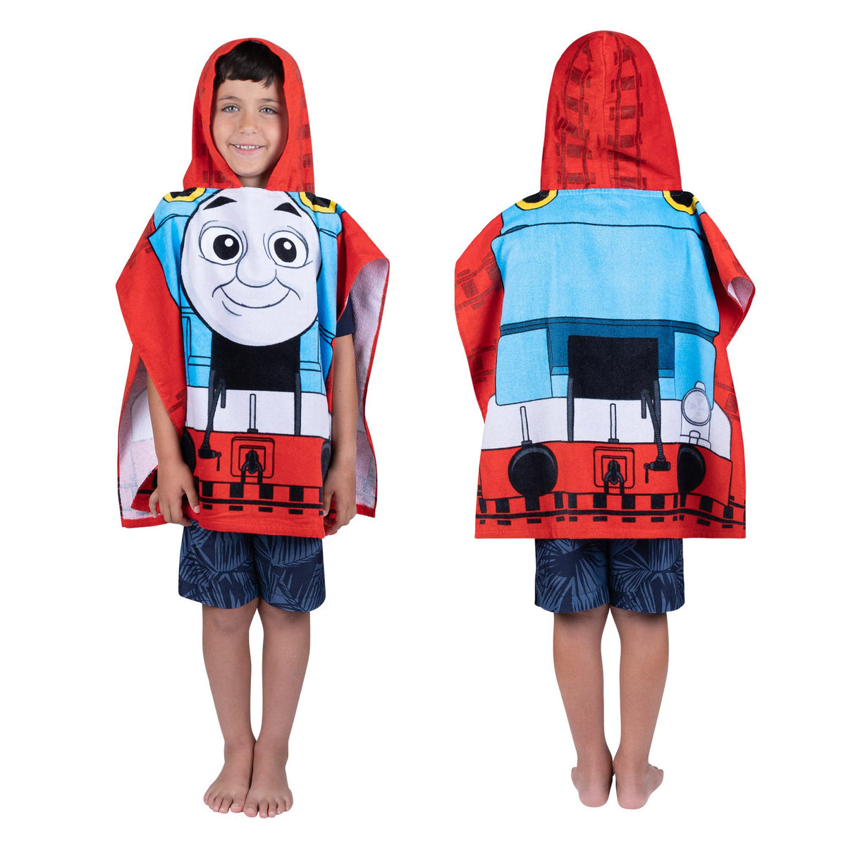 Franco Kids Beach/Pool/Bath/Camping Hooded Towel Poncho 24" X 22", Absorbent Cotton Cover up