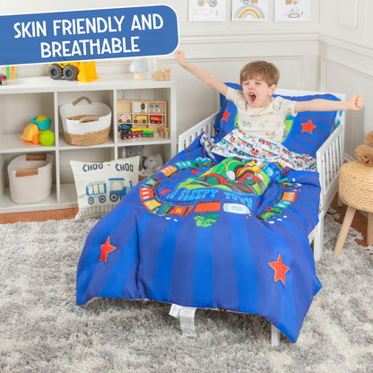 Todays Kids Monster Trucks Toddler Bedding Set for Boys - 4-Piece Toddler Bed Comforter Sets for Boys, Reversible Comforter & Pillowcase, Flat Sheet, Fitted Sheet, Breathable & Super Soft Microfiber