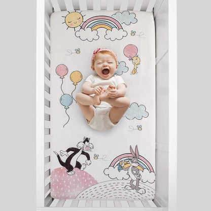 NoJo Aztec Mix & Match 100% Cotton Grey/Fox Fitted Crib Sheet, Navy, Orange, Aqua, Ivory