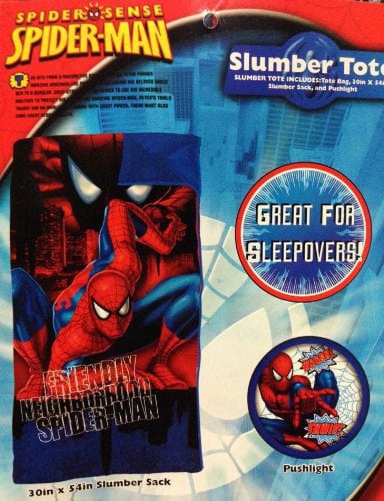 Marvel Spiderman Slumber Bag, Pushlight and Tote Bag