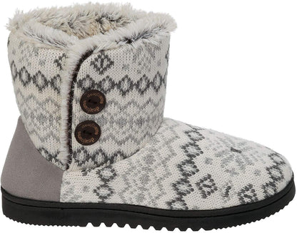 Dearfoams Ladies Sweater Knit Bootie (Medium 7/8, White)