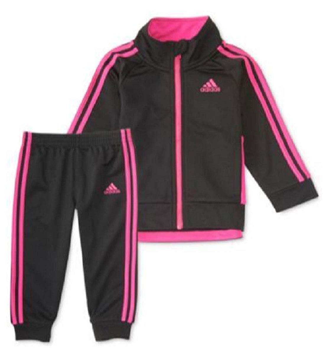 adidas Girls' Tricot Zip Jacket and Pant Set (Black 001, 6)