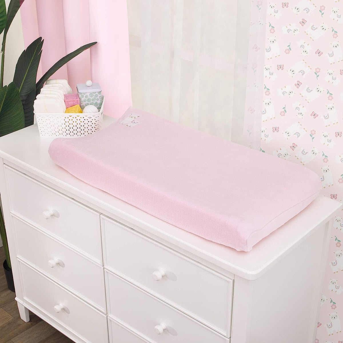 NoJo Sweet Llama and Butterflies Pink Changing Pad Cover