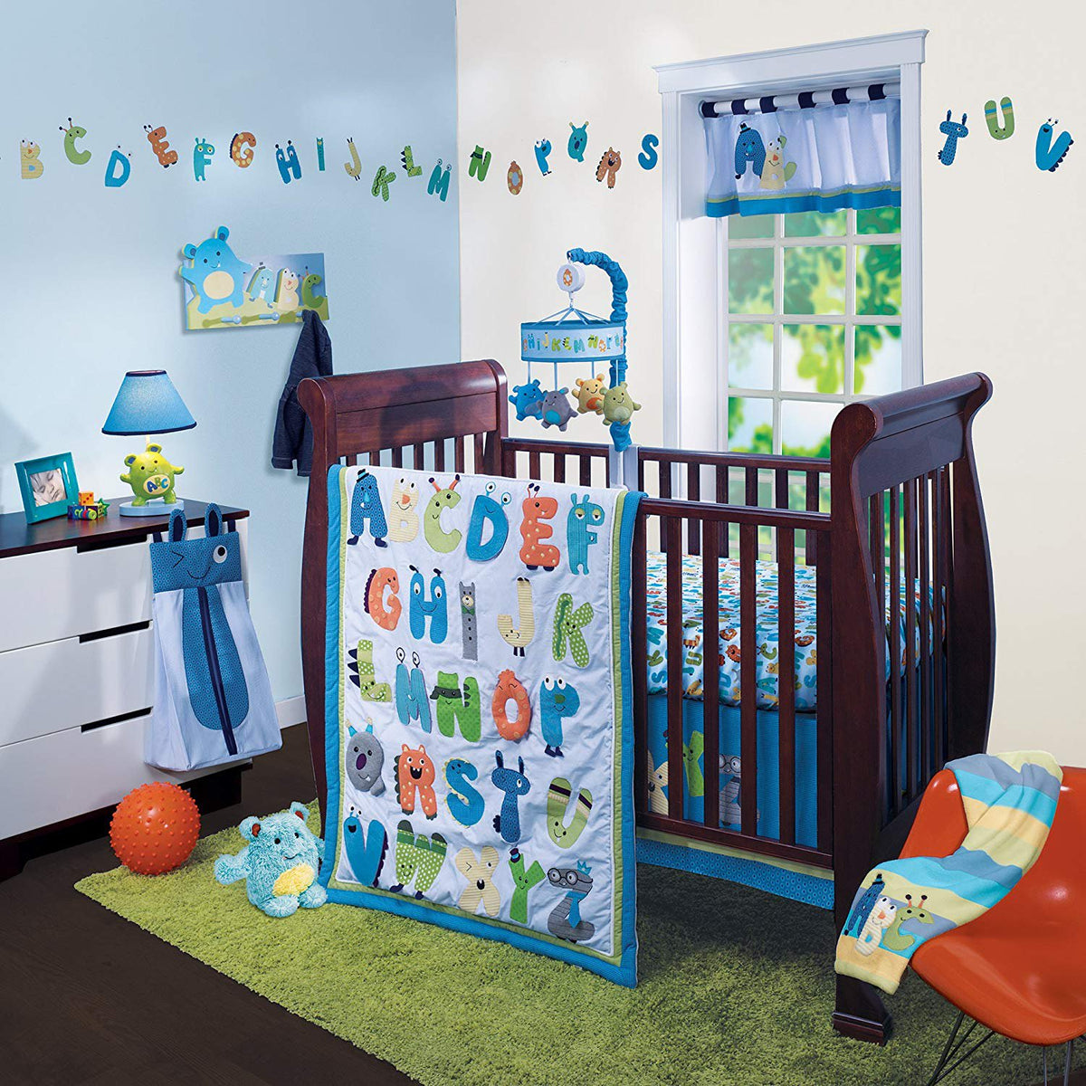 Lambs & Ivy Crib Bedding Set, Alpha Baby, 4 Piece