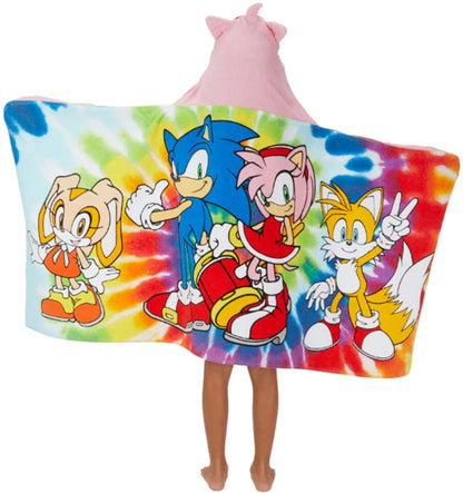 Franco Kids Sonic Amy Girls Bath Hooded Towel, Cotton 24" x 50"