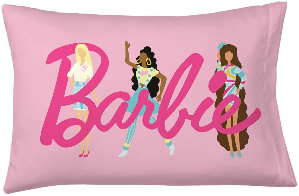 Franco Kids Barbie Standard Pillowcase for Girls, Reversible 20" x 30"