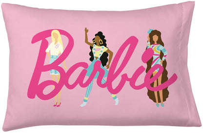 Franco Kids Barbie Standard Pillowcase for Girls, Reversible 20" x 30"