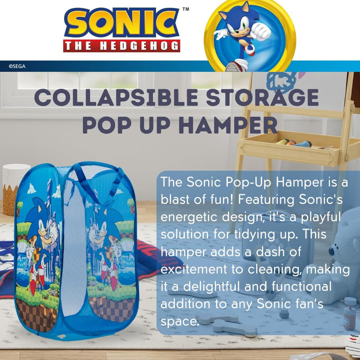 Franco Sonic Anime Kids Room Collapsible Storage Bin Pop Up Hamper