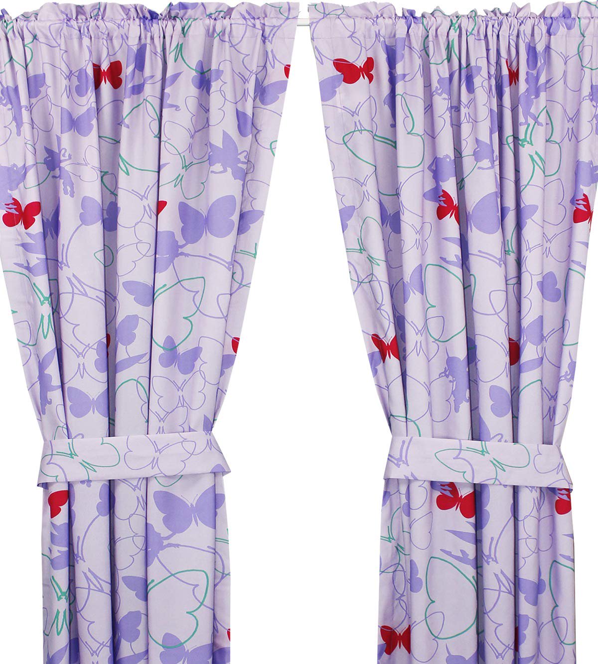 Disney Fairies Sparkling Butterflies Window Drapes 2 Panels 63"x82"