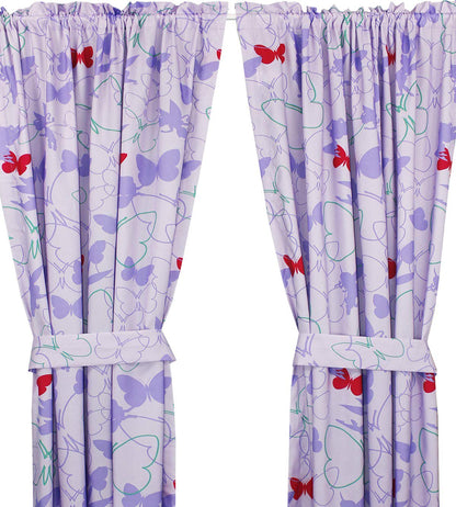 Disney Fairies Sparkling Butterflies Window Drapes 2 Panels 63"x82"