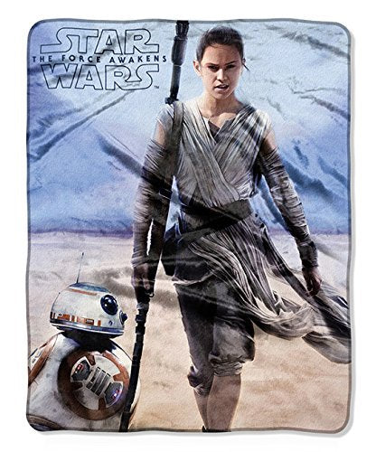 Star Wars Rey & BB-8 Silky Soft Plush Throw Blanket 40" x 50" 102 x 127 cm