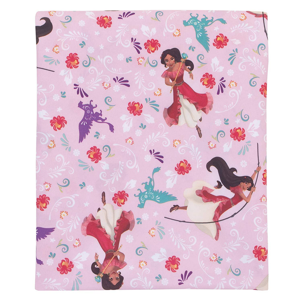 Disney Elena of Avalor Bold and Brave 4 Piece Toddler Bedding Set, Pink/Red/Turquoise/White