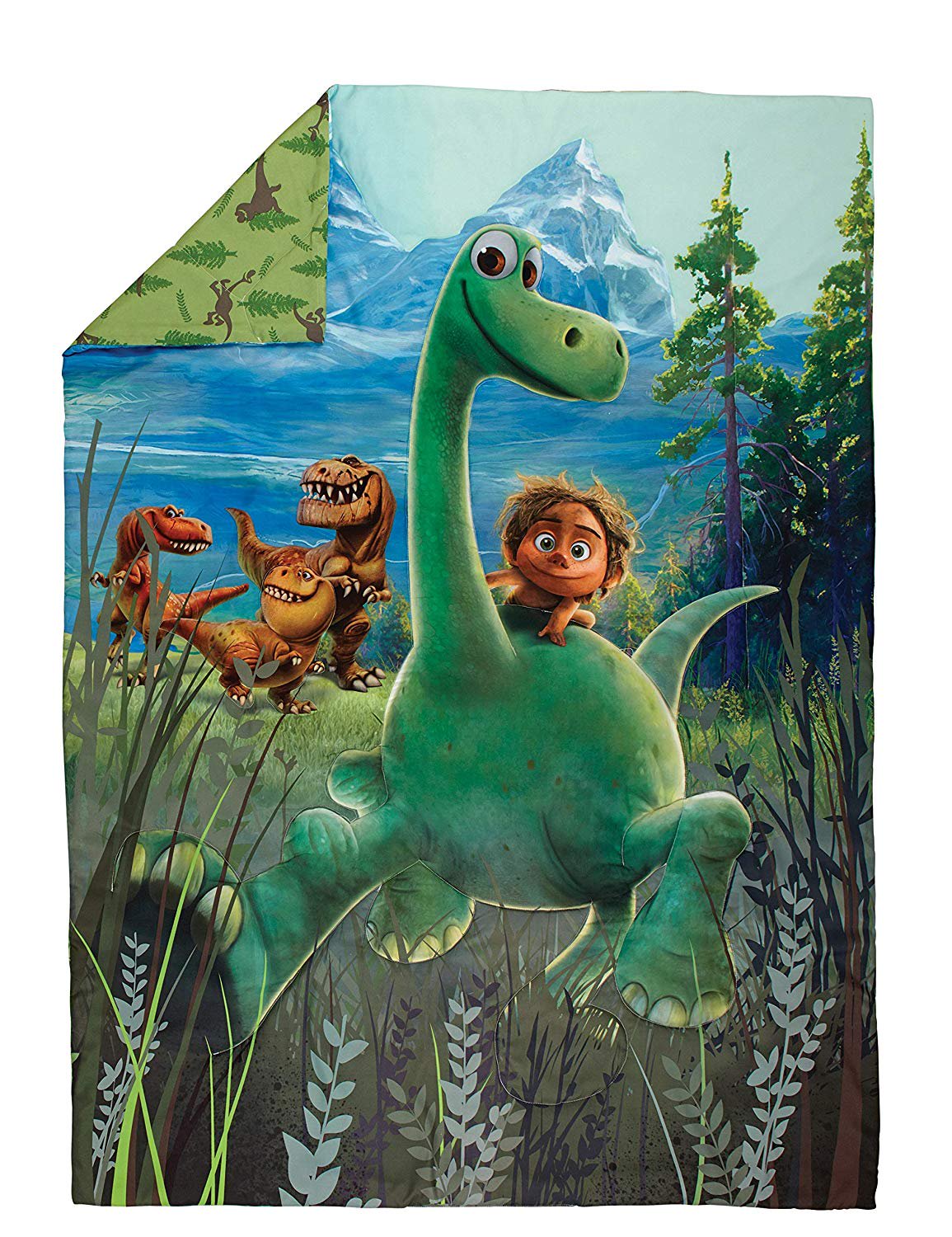 Disney Good Dino Arlo & Friends 4 Piece Toddler Bedding Set, Blue, Green, Tan