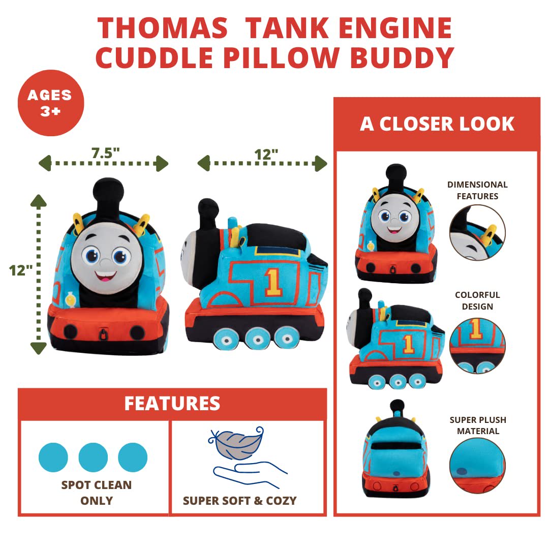 Thomas & Friends Engine Train Plush Cuddle Pillow Buddy, 12" L