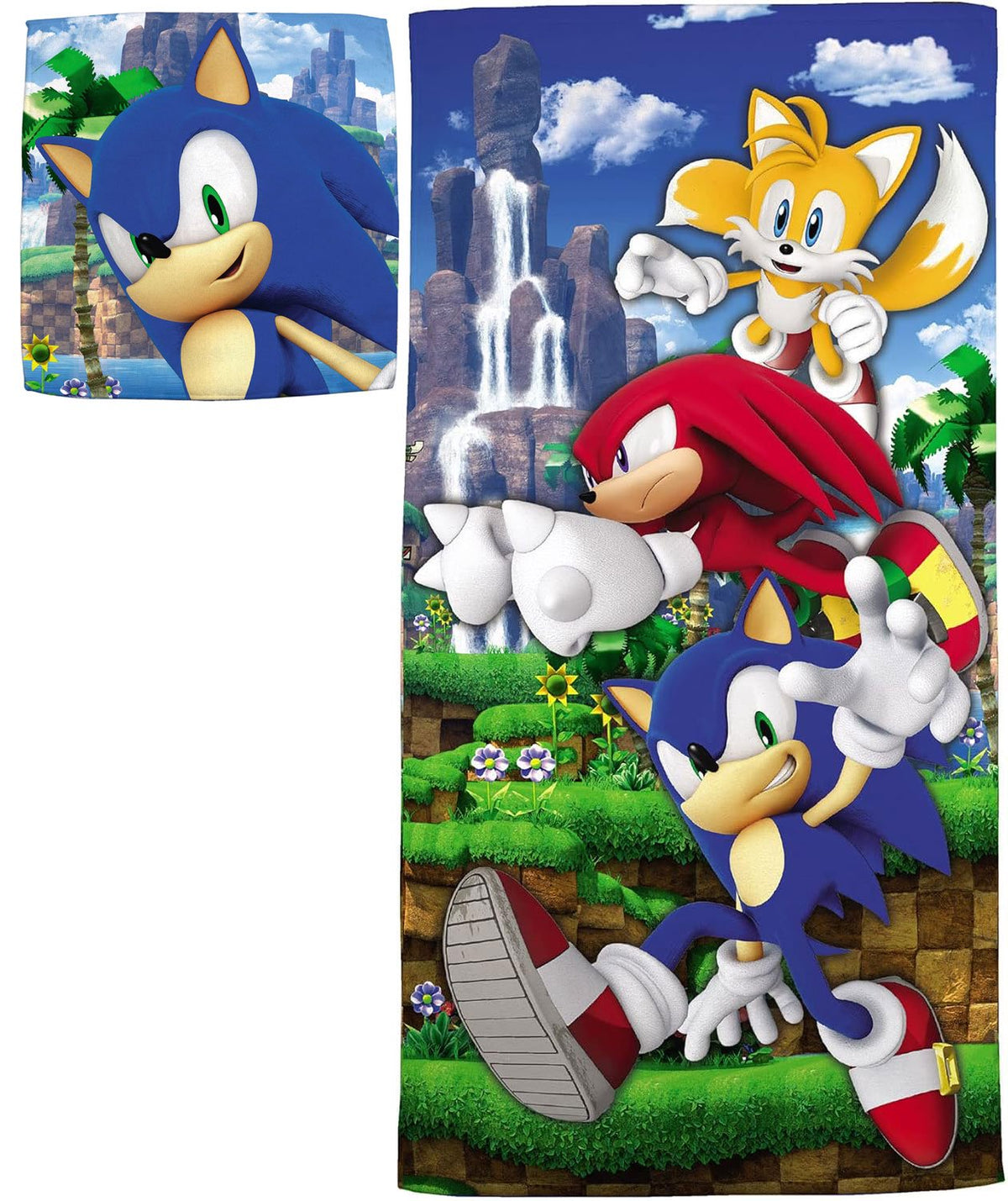 Franco Sonic The Hedgehog Kids Cotton Bath & Beach Towel with Wash Cloth, 2 Piece Set, 50 in x 25 in