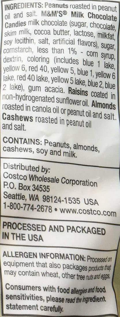 Kirkland Signature Trail Mix, Peanuts, M&M's, Raisins, Almonds, Cashews, 4 Lbs