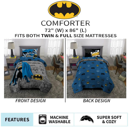 BATMAN Kids Twin/Full Comforter & Pillowcase Set