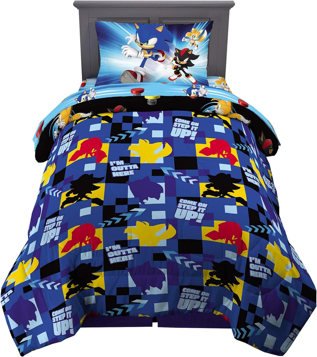 Franco Kids Sonic the Hedgehog 4 Piece Twin Comforter and Sheets Set