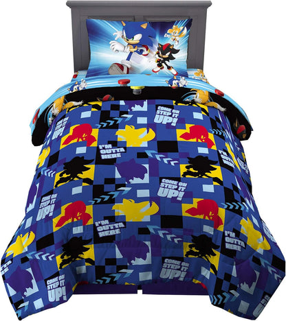 Franco Kids Sonic the Hedgehog 4 Piece Twin Comforter and Sheets Set