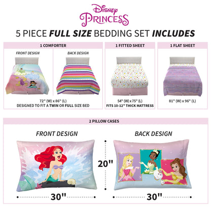 Disney Princess Ariel Full Size Comforter & Sheets, 5 Piece Set