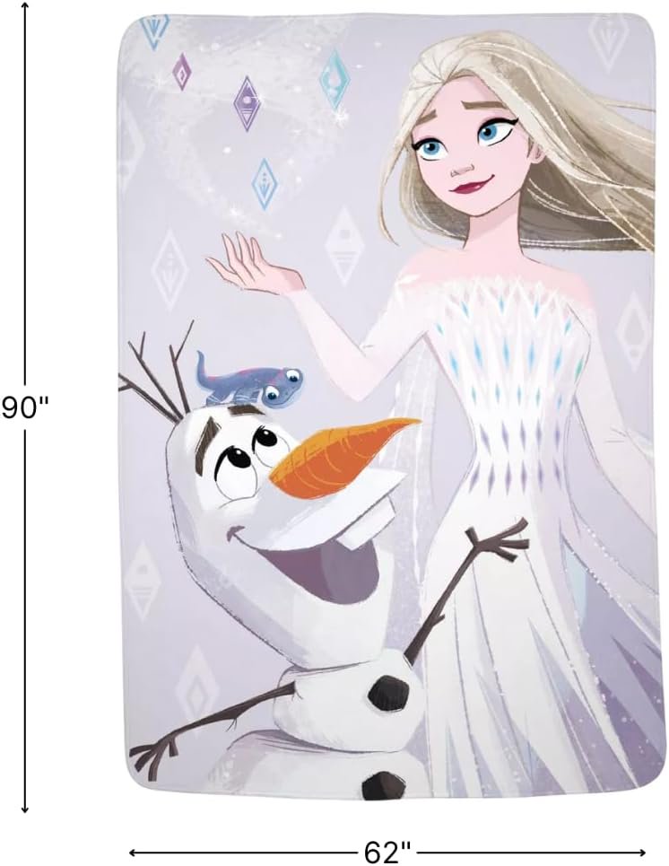 Disney Frozen 2 Plush Micro Raschel Blanket, 62 in x 90 in