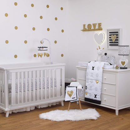 NoJo NoJo - XOXO - Crib Sheet, Black, White, Gold