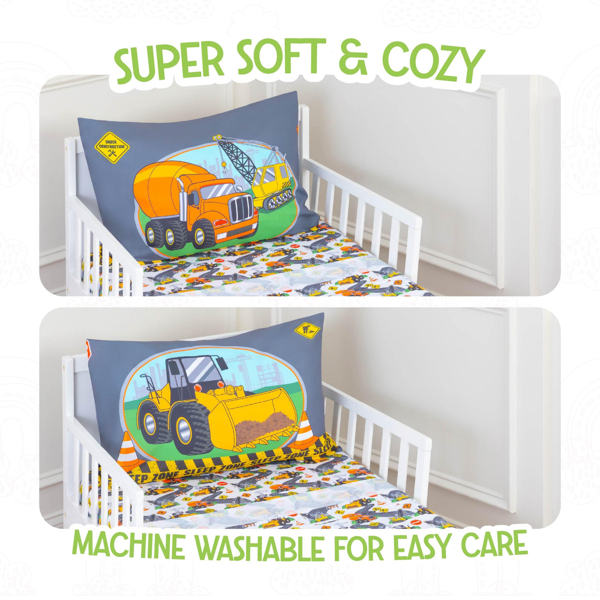 Todays Kids Monster Trucks Toddler Bedding Set for Boys - 4-Piece Toddler Bed Comforter Sets for Boys, Reversible Comforter & Pillowcase, Flat Sheet, Fitted Sheet, Breathable & Super Soft Microfiber