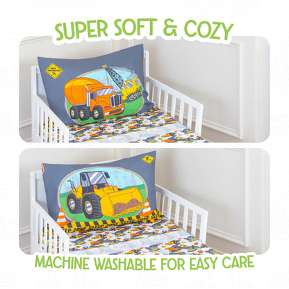 Todays Kids Monster Trucks Toddler Bedding Set for Boys - 4-Piece Toddler Bed Comforter Sets for Boys, Reversible Comforter & Pillowcase, Flat Sheet, Fitted Sheet, Breathable & Super Soft Microfiber