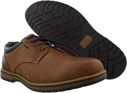 IZOD Jensen Brown Engineered Leather Mens Casual Shoes with Comfortable Memory Foam, Laces