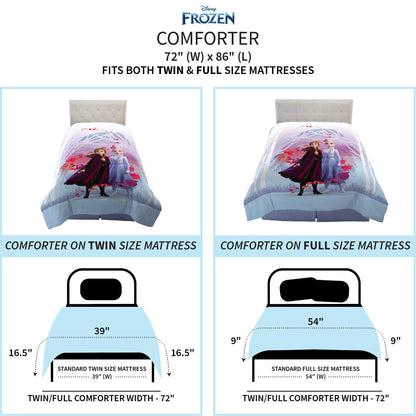 Franco Disney Frozen 2 Twin/Full Comforter, Size 72" x 86"