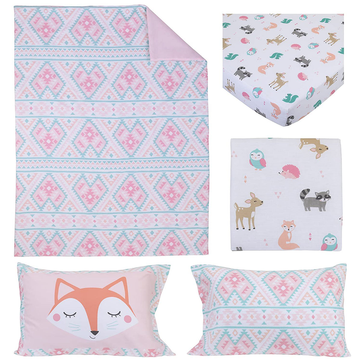 Carter's Woodland Girl 4 Piece Toddler Bedding  Set