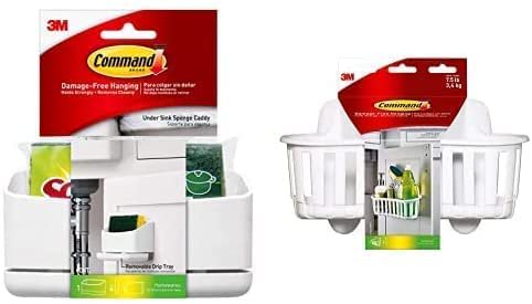 3M Command Under Sink Organizer Set (1 Storage Caddy, 1 Sponge Caddy, 4 Small Wire Hooks)